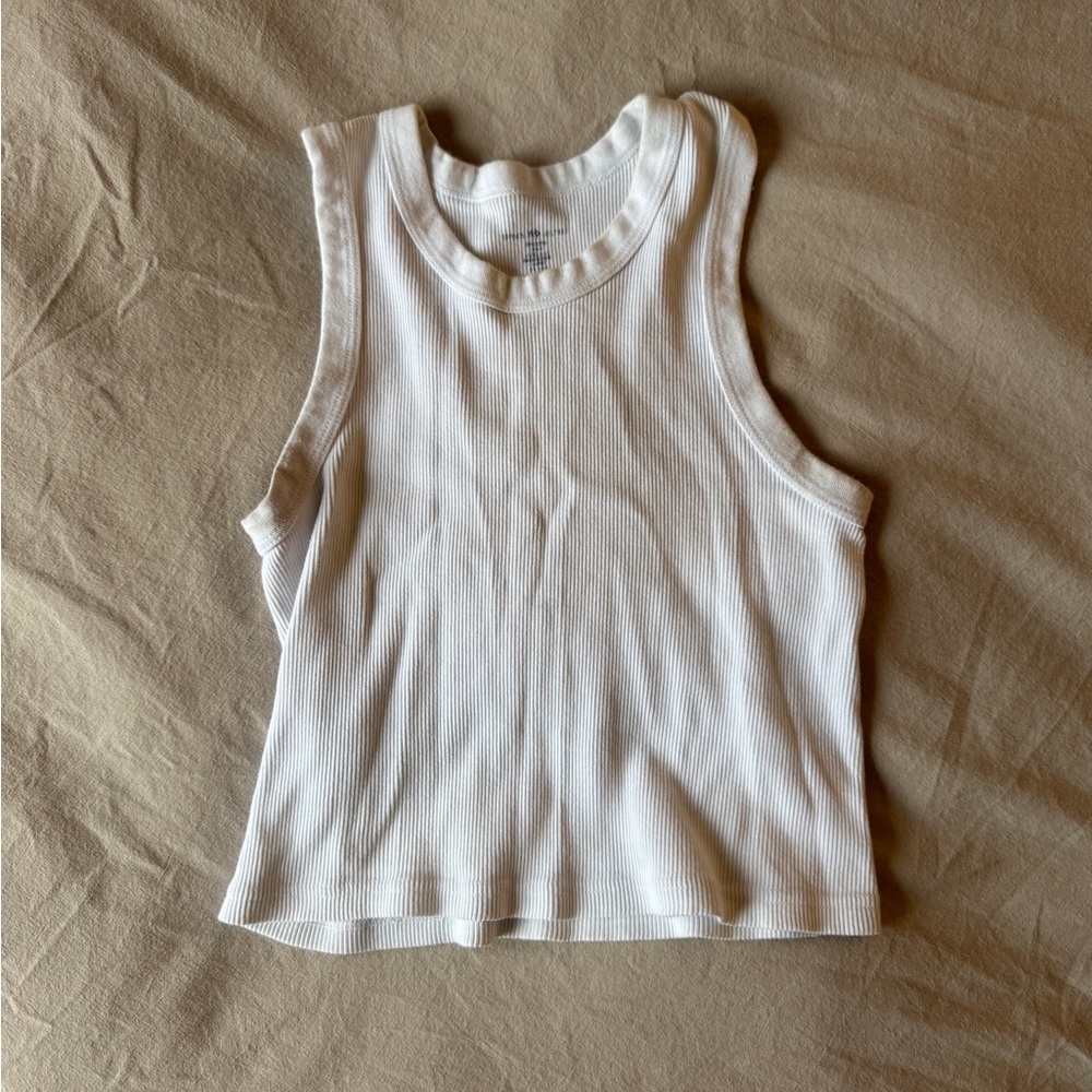 Brandy Melville White Ribbed Crop Top